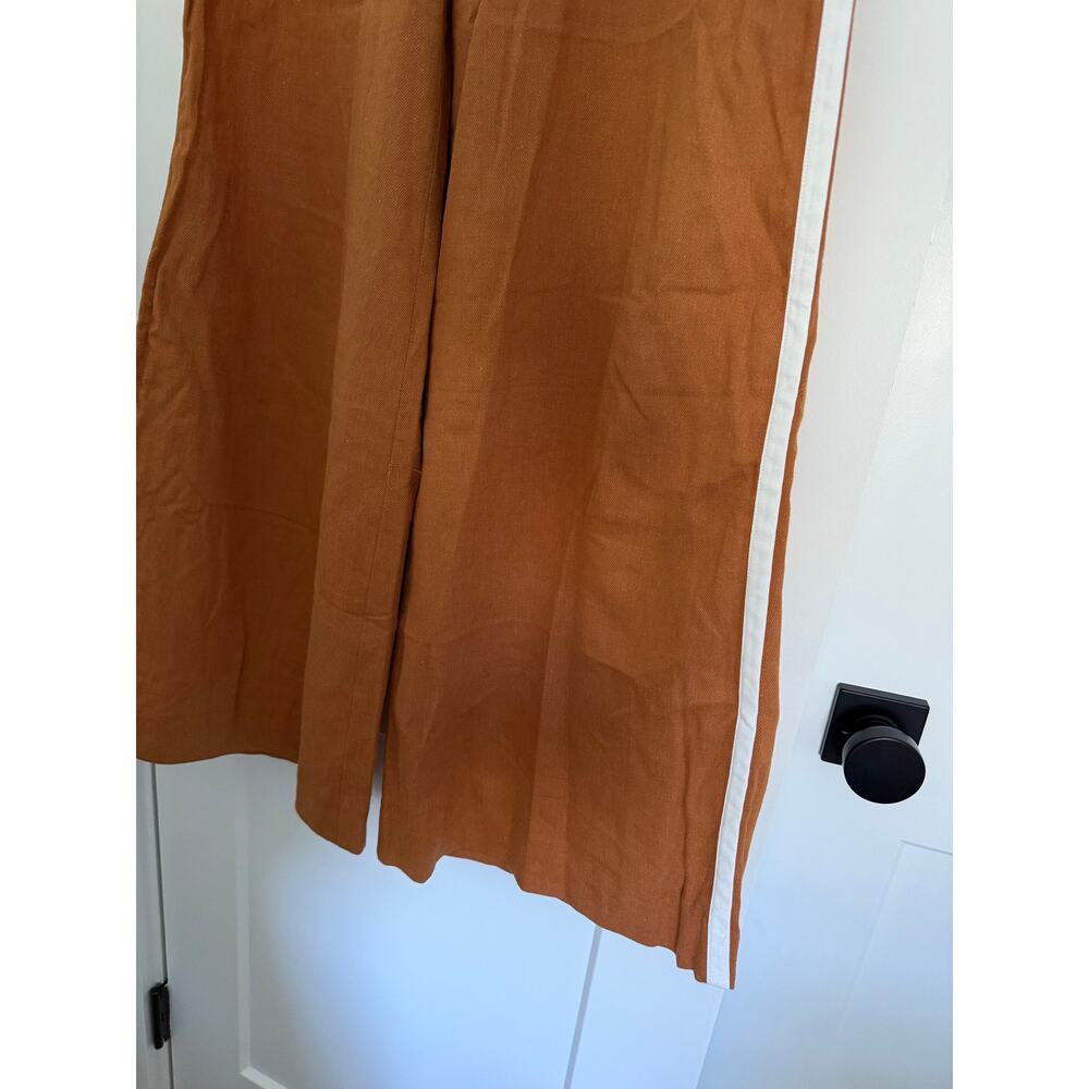 $525 New L’agence Linen Blend Gavin Wide Leg Trousers - Ginger Ivory Stripe - 2 - Picture 3 of 9